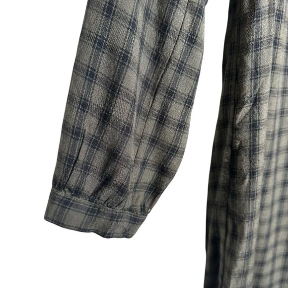 Rails Womens Small Bella Tie Waist Dress Olive Iron Check Button Up Long Sleeve - Picture 7 of 14